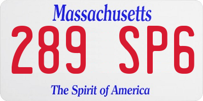 MA license plate 289SP6