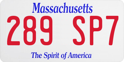 MA license plate 289SP7
