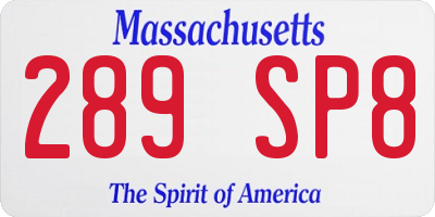 MA license plate 289SP8