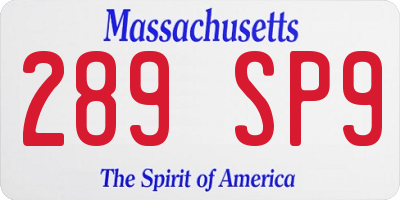 MA license plate 289SP9