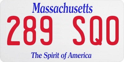 MA license plate 289SQ0