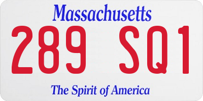 MA license plate 289SQ1
