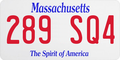 MA license plate 289SQ4