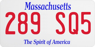 MA license plate 289SQ5
