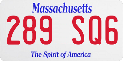 MA license plate 289SQ6