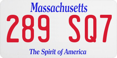 MA license plate 289SQ7