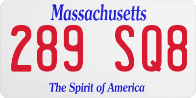 MA license plate 289SQ8
