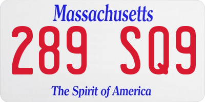 MA license plate 289SQ9