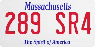 MA license plate 289SR4