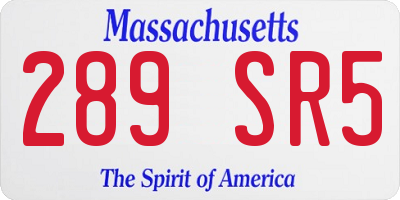 MA license plate 289SR5