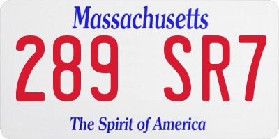 MA license plate 289SR7