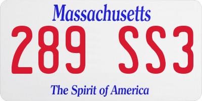 MA license plate 289SS3
