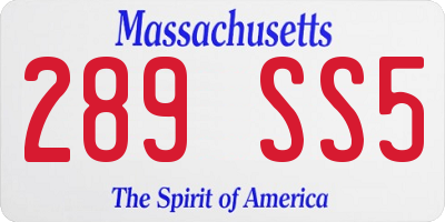 MA license plate 289SS5