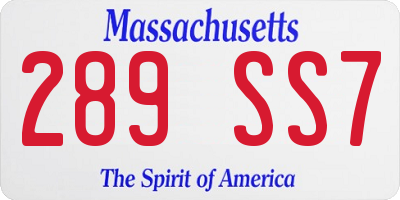 MA license plate 289SS7