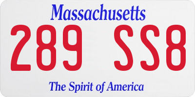MA license plate 289SS8