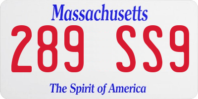 MA license plate 289SS9