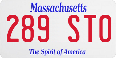 MA license plate 289ST0