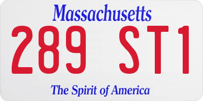 MA license plate 289ST1