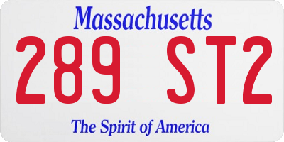 MA license plate 289ST2