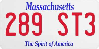 MA license plate 289ST3