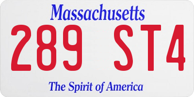 MA license plate 289ST4