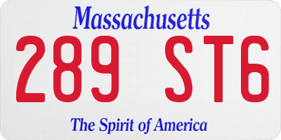 MA license plate 289ST6