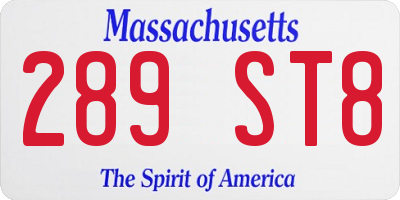 MA license plate 289ST8
