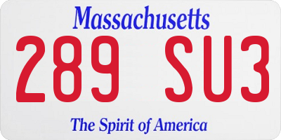MA license plate 289SU3