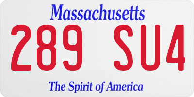 MA license plate 289SU4
