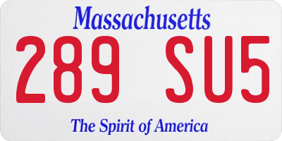 MA license plate 289SU5
