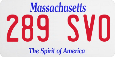 MA license plate 289SV0