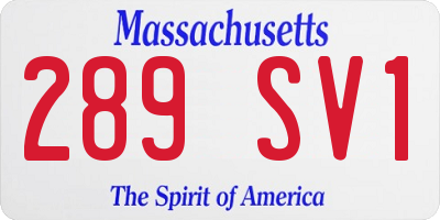 MA license plate 289SV1