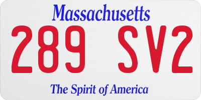 MA license plate 289SV2