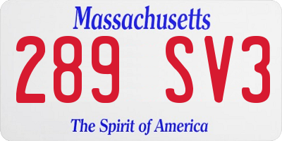 MA license plate 289SV3