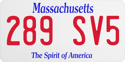 MA license plate 289SV5