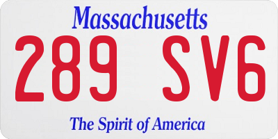 MA license plate 289SV6