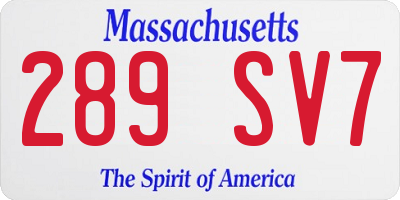 MA license plate 289SV7