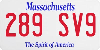 MA license plate 289SV9