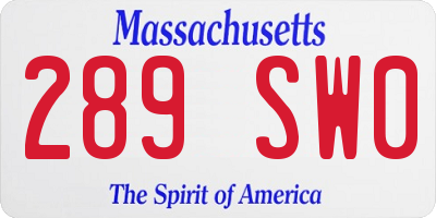 MA license plate 289SW0