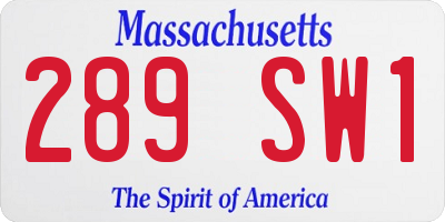 MA license plate 289SW1