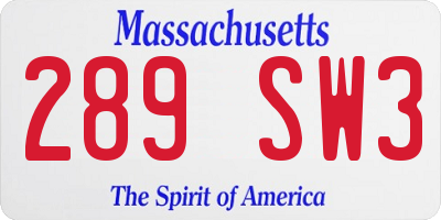 MA license plate 289SW3