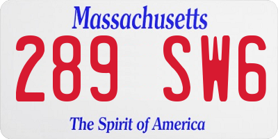 MA license plate 289SW6