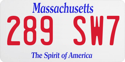 MA license plate 289SW7