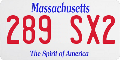MA license plate 289SX2