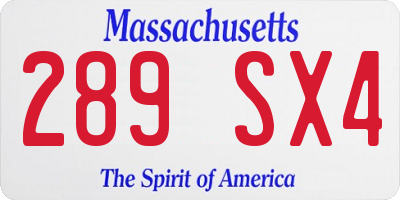 MA license plate 289SX4