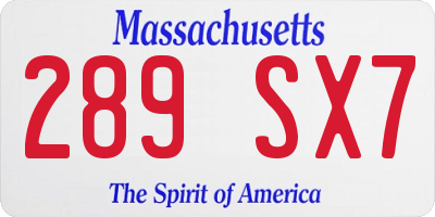 MA license plate 289SX7
