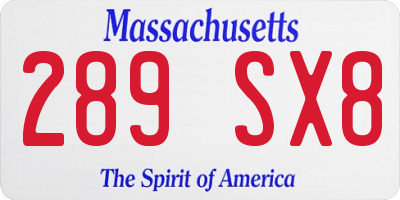 MA license plate 289SX8