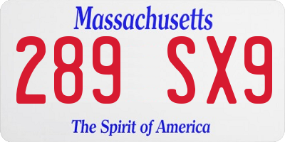 MA license plate 289SX9