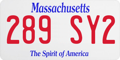 MA license plate 289SY2
