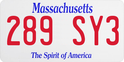 MA license plate 289SY3